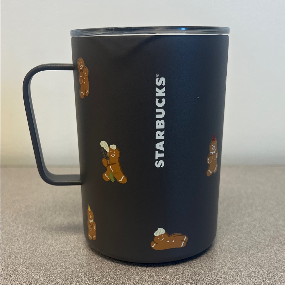 Starbucks Black Mug with Gingerbread Characters